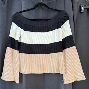 Le Lis Off-Shoulder Sweater - Black, Cream, Tan